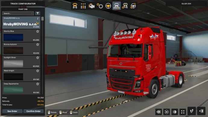 ETS2 1.53 - Volvo FH 4/5/6 HrubyMOVING S.R.O. Skins V1.0