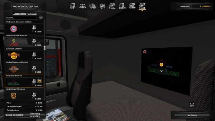 ETS2 1.53 - Interior Light & Emblems V25.03