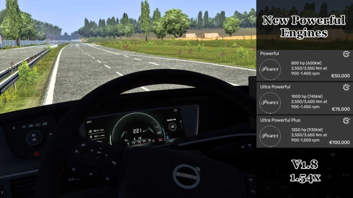 ETS2 1.54 - New Powerful Engines V1.8