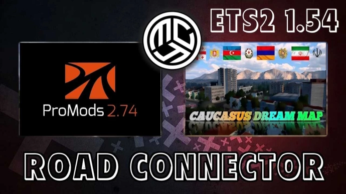 ETS2 1.54 - Promods + Caucasus Dream Map Road Connector V1.0 ETS2 1.54 - Promods + Caucasus Dream Map Road Connector V1.0