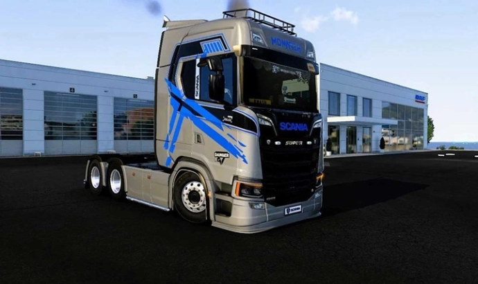 ETS2 1.54 - Scania S Silver Blue x Green Striped Skin V1.0 ETS2 1.54 - Scania S Silver Blue x Green Striped Skin V1.0