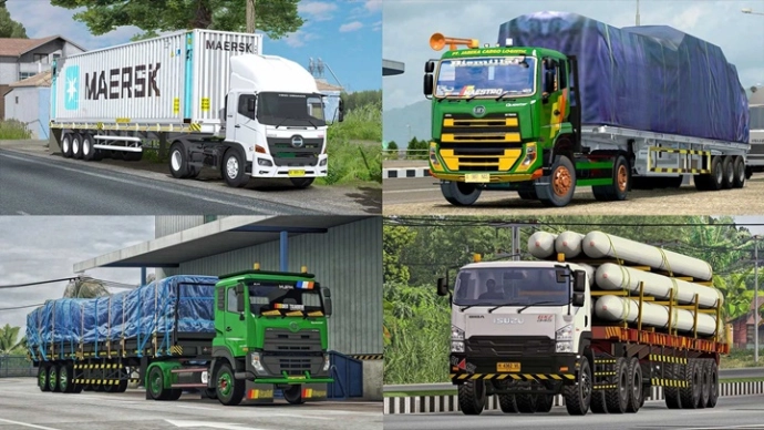 ETS2 1.54 - Пак грузовиков Индонезии - 8 грузовиков в одном моде ETS2 1.54 - Пак грузовиков Индонезии - 8 грузовиков в одном моде