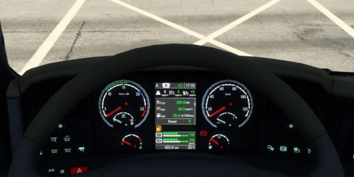 ETS2 1.54 - Улучшенная панель приборов Scania R 2009 и Streamline V1.3 ETS2 1.54 - Улучшенная панель приборов Scania R 2009 и Streamline V1.3