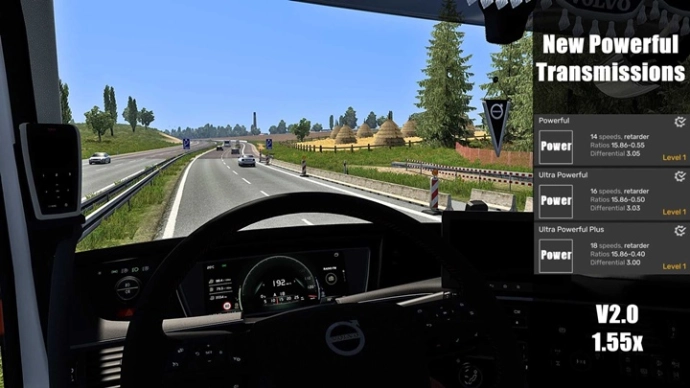 ETS2 1.55 - Новые мощные трансмиссии V2.0 ETS2 1.55 - Новые мощные трансмиссии V2.0