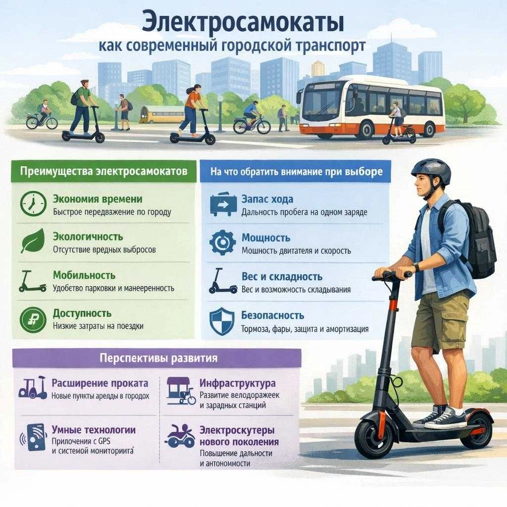 Электросамокаты как современный городской транспорт: преимущества, особенности выбора и перспективы развития