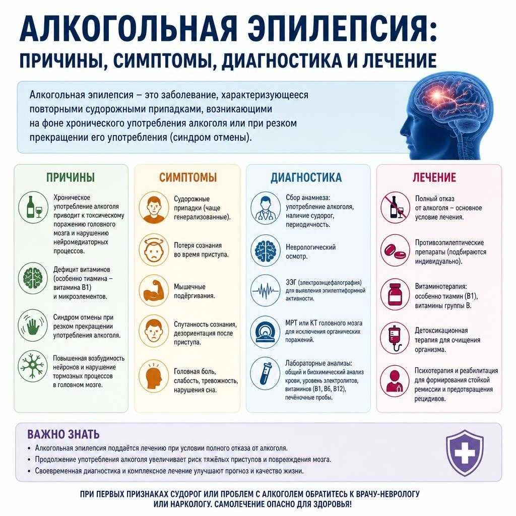 Алкогольная эпилепсия: причины, симптомы, диагностика и лечение