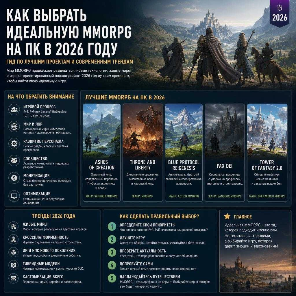 Как выбрать идеальную MMORPG на ПК в 2026 году: гид по лучшим проектам и современным трендам