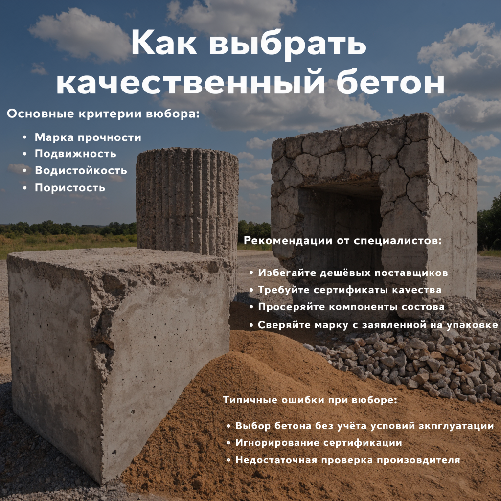 Как выбрать качественный бетон для строительства: основные критерии, советы специалистов и распространенные ошибки