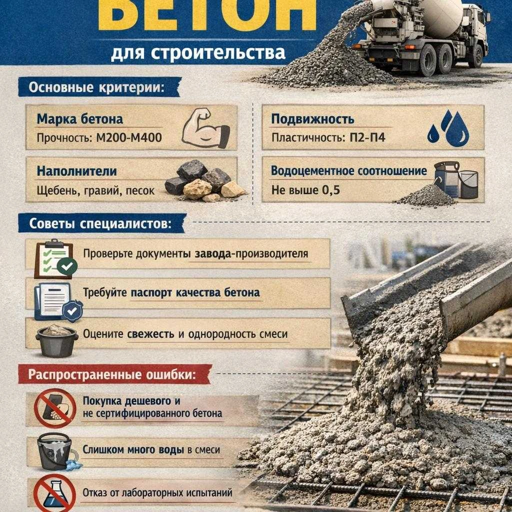 Как выбрать качественный бетон для строительства: основные критерии, советы специалистов и распространенные ошибки