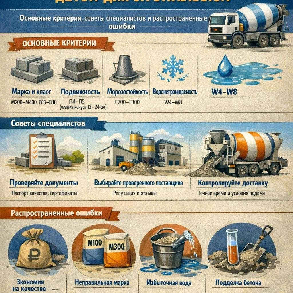 Как выбрать качественный бетон для строительства: основные критерии, советы специалистов и распространенные ошибки